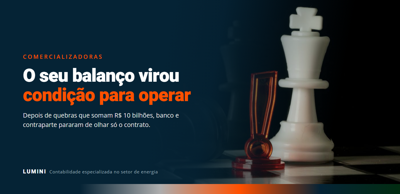 Peças de xadrez com o rei tombado, representando a quebra de comercializadoras de energia