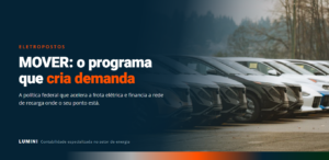 Fila de veículos elétricos novos, representando a frota incentivada pelo programa MOVER